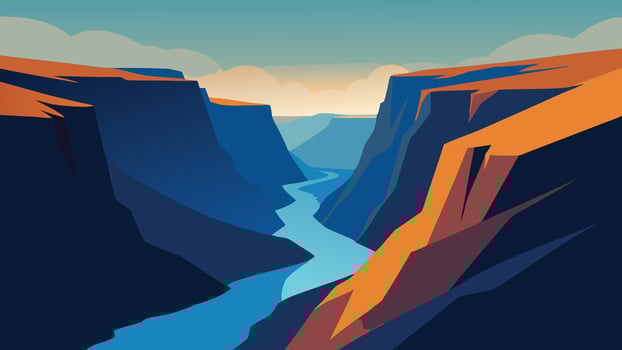 Beauty of nature Majestic view of Fjadrargljufur canyon and river. South east Iceland, Europe flat illustration vector