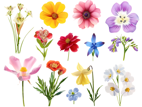 Exquisite Flowers with Transparent Background, Blooming in Full Color png