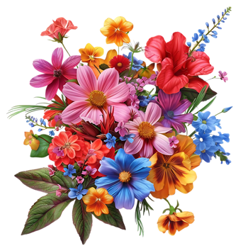 Vibrant Floral Bouquet with Transparent Background png