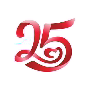 25 years anniversary logo. 25th birthday. 25 gradient red color vector