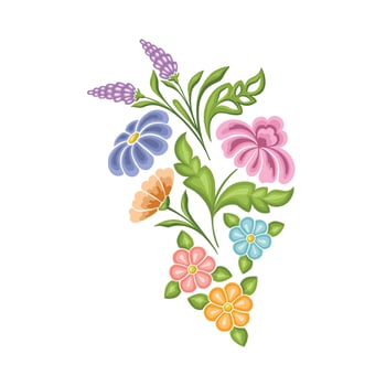 Spring pastel floral arrangement, for hand embroidery vector