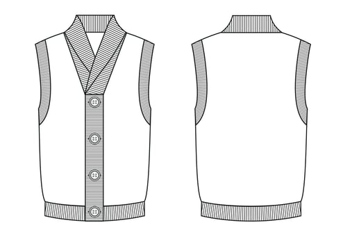 Knitted man vest with buttons on front vector