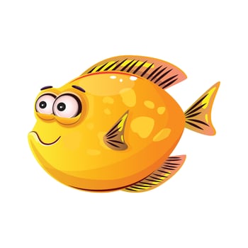Adorable yellow fish with large eyes, smiling joyfully vector