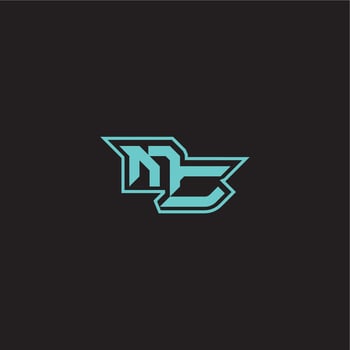 dynamic gaming monogram logo sporty and bold concept MC blue esport letter vector