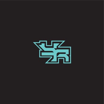 YR letter sporty and bold concept blue esport dynamic gaming monogram logo vector