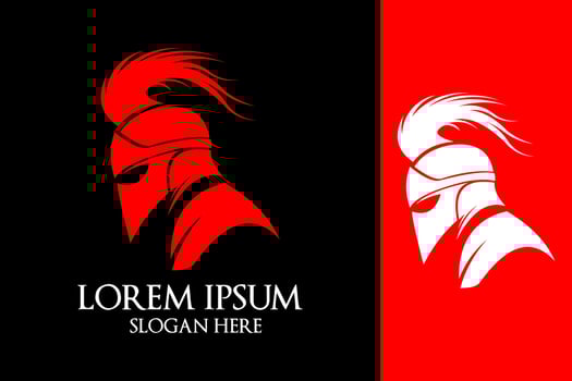 Red Warrior Helmet Logo Design vector