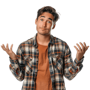 A man in a plaid shirt is making a face png