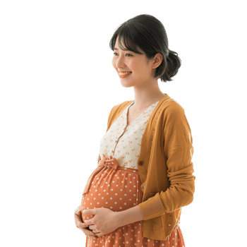 A woman is pregnant and wearing a yellow sweater. Concept of happiness and joy, as the woman is excited about the upcoming arrival of her baby png
