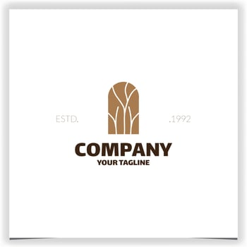 Abstract tree branch in door leaf logo design template vector