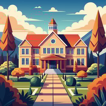 Artwork of a colorful school vector