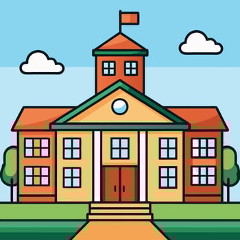 Artwork of school on field vector