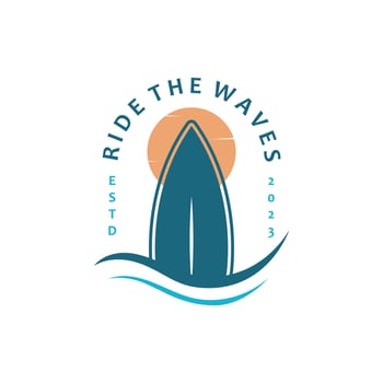 Surfboard Vintage Logo Template. vector