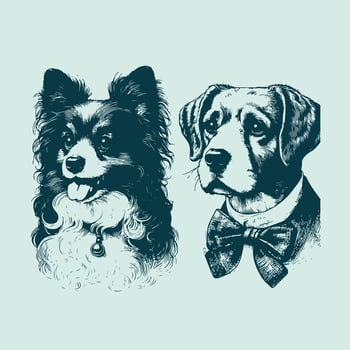 Vintage Dog Portraits Artistic Line Art Illustration vector