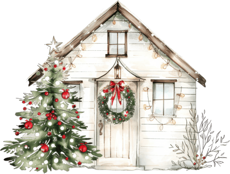 watercolor christmas house clipart png