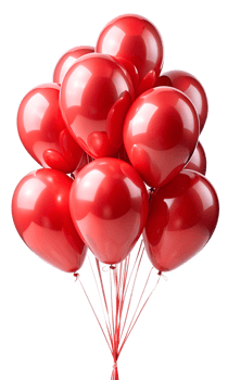Glossy red balloon arrangement, cut out transparent png