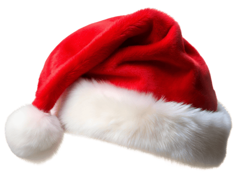 Santa Hat with White Fur Trim, isolated transparent background png