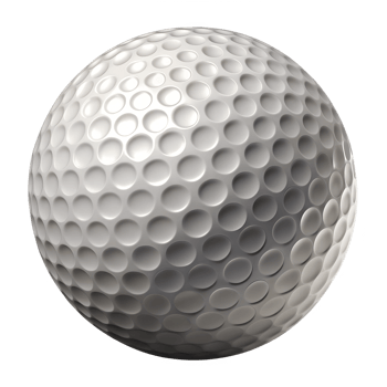 Detailed white golf ball with dimples, cut out transparent png