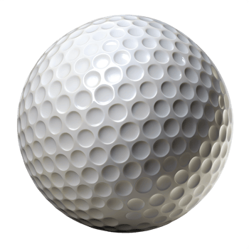 Professional white golf ball with detailed dimples, cut out transparent png