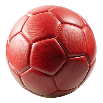 Red handball ball with textured surface, cut out transparent png