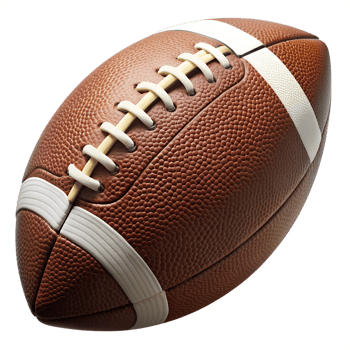 American football ball with white stripes, cut out transparent png