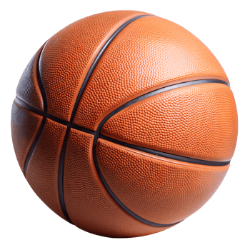 Close-up of basketball with black lines, cut out transparent png