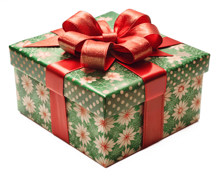 Christmas gift with red bow, isolated on transparent background png