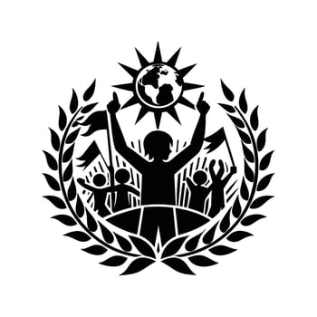 Human Rights Day art silhouette logo design black and white vector