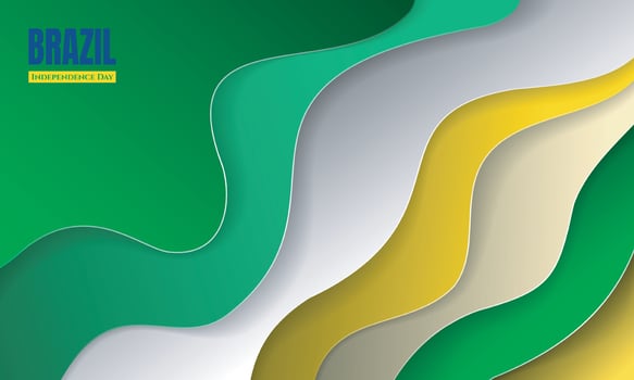 Green yellow paper cut background design with waving of stacked green and yellow shapes. Good template for Brazil independence day campaign vector