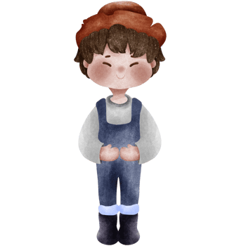 Happy farm water color cute animals collection Male farmer png