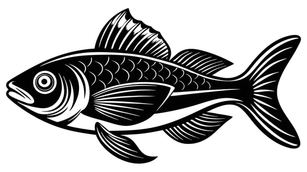 Artwork of black and white fish vector