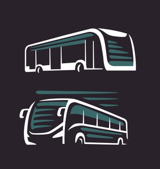 City bus logo line template. vector