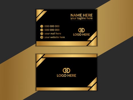 Luxury dark business card mockup with modern rint template design. Inspiration from the abstract. Contact card for company. Two sided golden design vector