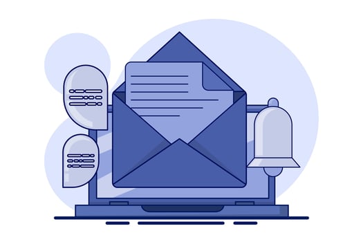 Newsletter subscription concept. Email Service with Correspondence Delivery. Alerts and bells, Email Newsletter Notifications, Marketing Announcements, Digital Communications, Customer Alerts. . vector