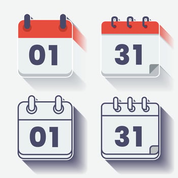 Flat design daily icon red color calendar shadow modern illustration vector