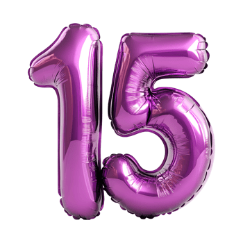 Number 15 balloon isolated on a transparent background png
