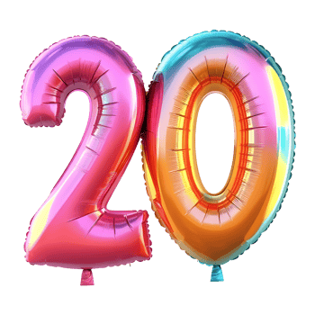 Number 20 balloon isolated on a transparent background png