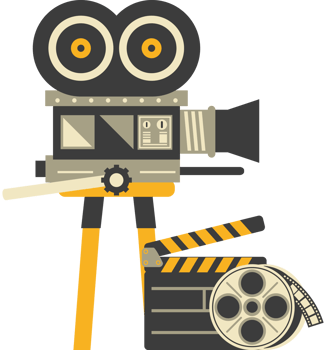 vintage camera with tripod for audio visual heritage png