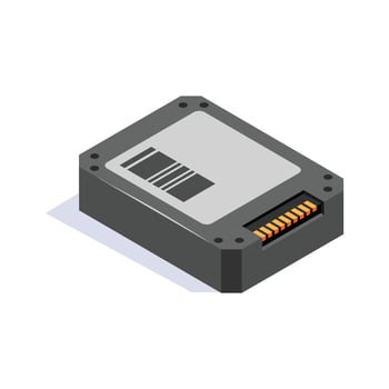 Isometric SSD icon, solid state drive storage for fast, reliable data access vector