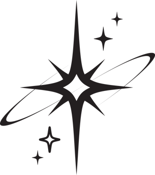 Line icon of star. Y2k shiny element. Sparkles and glitter symbol. Retro graphic of minimal figure. Magic black twinkles sun and moon with cosmic orbits png