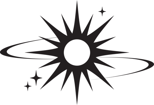 Line icon of star. Y2k shiny element. Sparkles and glitter symbol. Retro graphic of minimal figure. Magic black twinkles sun and moon with cosmic orbits png