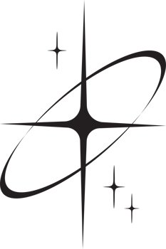 Line icon of star. Y2k shiny element. Sparkles and glitter symbol. Retro graphic of minimal figure. Magic black twinkles sun and moon with cosmic orbits png
