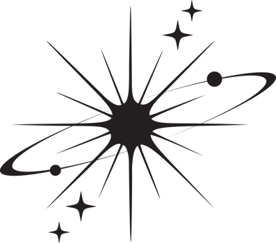 Line icon of star. Y2k shiny element. Sparkles and glitter symbol. Retro graphic of minimal figure. Magic black twinkles sun and moon with cosmic orbits png