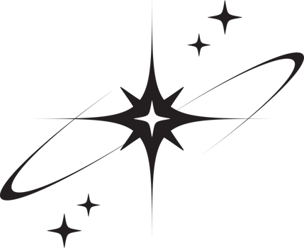 Line icon of star. Y2k shiny element. Sparkles and glitter symbol. Retro graphic of minimal figure. Magic black twinkles sun and moon with cosmic orbits png