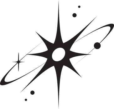 Line icon of star. Y2k shiny element. Sparkles and glitter symbol. Retro graphic of minimal figure. Magic black twinkles sun and moon with cosmic orbits png