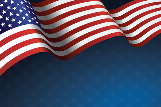 Waving flag of American isolated on or transparent background,Symbols of USA , template for banner,card,advertising ,promote, TV commercial, ads, web design,poster vector