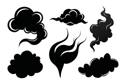Black and white smoke illustration set on white background vector