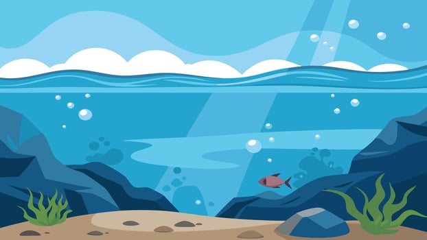 Underwater scene featuring clear water flat illustration vector
