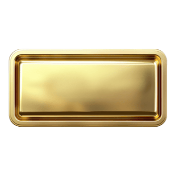 Gold rectangle button with frame isolated on transparent background png
