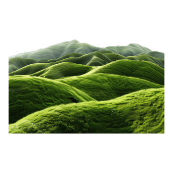 Panoramic green hills isolated on transparent background png