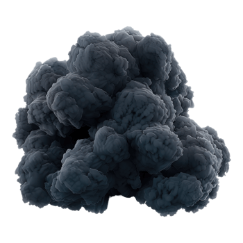 Single black cloud isolated on transparent background png